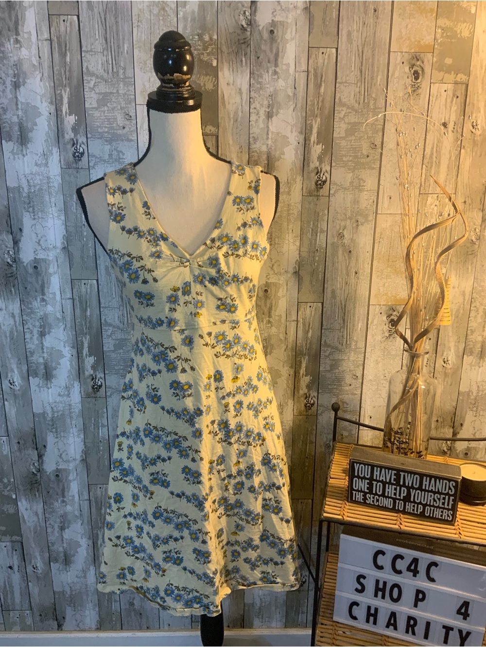Toad&Co Yellow Floral V-Neck Mini Dress